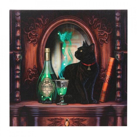 Tablou canvas cu led pisicuta Absinthe - Lisa Parker, 30x30cm